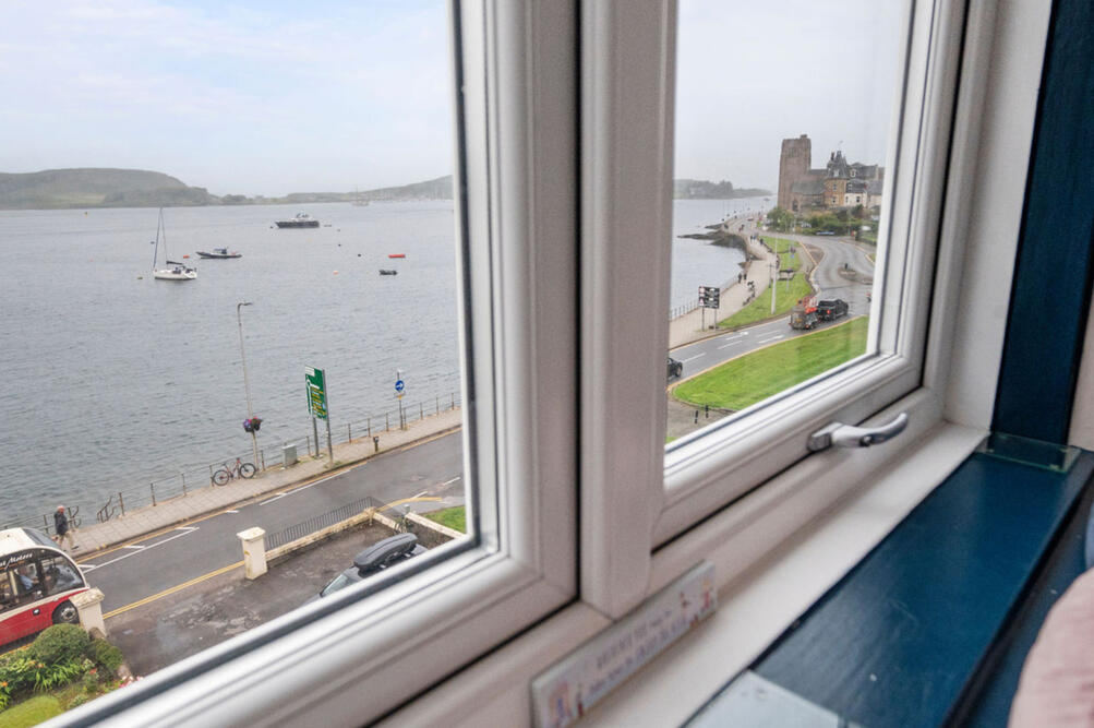 Fabulous window seat for reading, boat watching.